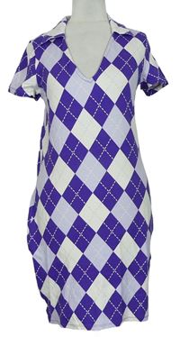 Dámské fialovo-bílé kárované bavlněné šaty H&M