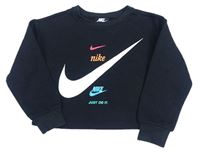 Černá crop mikina s logem Nike