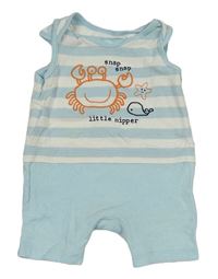 Modro-bílý pruhovaný kraťasový overal s krabem zn. Mothercare