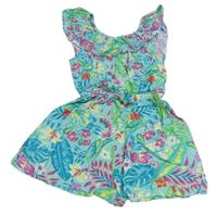 Světlemodrý květovaný kraťasový overal Primark