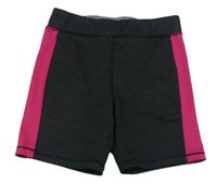 Černo-neonově růžové sportovní elastické kraťasy Matalan