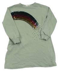Khaki teplákové šaty s duhou z překápěcích flitrů H&M