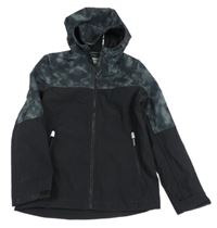 Khaki-černá softshellová bunda s kapucí C&A