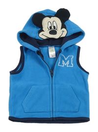 Azurová fleecová propínací vesta s kapucí- Mickey Mouse zn. Disney