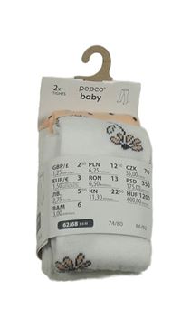 Nové- 2x punčocháče bílé s kytičkami+ růžové puntíkaté Pep&Co