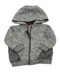 Černo-bílá melírovaná propínací mikina s kapucí F&F