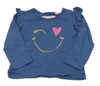Tmavomodré triko se smajlíkem
