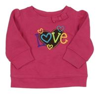 Malinová mikina s nápisem a srdíčky Jumping beans