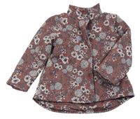 Mahagonová květinová podšitá bunda 