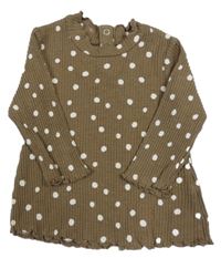 Hnědé puntíkaté žebrované triko George