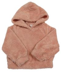 Světlerůžová chlupatá mikina s kapucí Shein