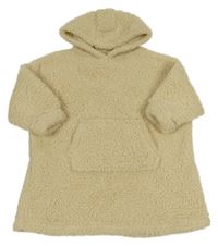 Béžová huňatá oversize mikina s kapucí Tu