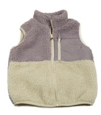 Fialovo-béžová huňatá podšitá vesta H&M