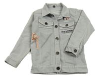 Světlešedá riflová bunda s nápisem