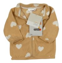 Nové - Béžová fleecová propínací mikina se srdíčky Ergee