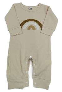 Světlebéžový žebrovaný overal s duhou 