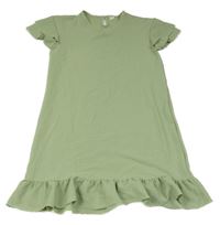 Khaki šaty s volány