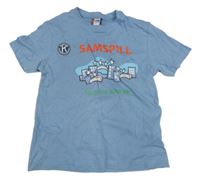 Světlemodré tričko s potiskem CLIQUE