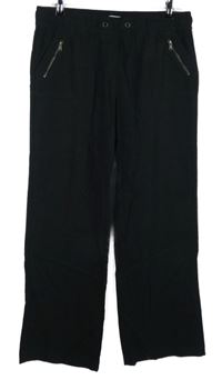 Dámské černé lněné kalhoty se zipy George 