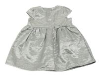 Stříbrné třpitivé šaty s mašlí