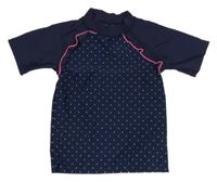 Tmavomodré UV tričko s puntíky a volánky Topolino