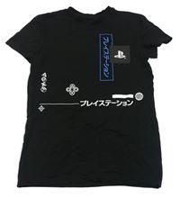 Černé tričko s potiskem - PlayStation 