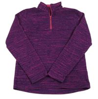 Fialovo-růžová žíhaná fleecová funkční mikina Quechua
