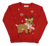 Červený svetr se sobem Primark 