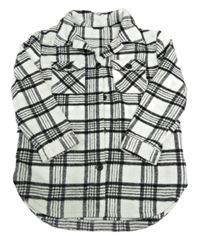 Bílo-černo-zelenkavá kostkovaná košilová bunda Tu