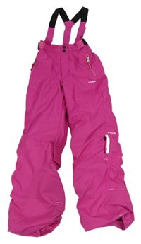 Neonově růžové šusťákové funkční oteplovačky s kšandami Decathlon