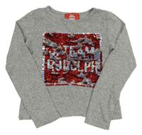 Šedé melírované úpletové triko s překlápěcími flitry Primark