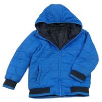Cobaltově modrý prošívaný šusťákový zimní bomber s kapucí St. Bernard