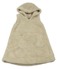 Béžové chlupaté šaty s kapucí Next