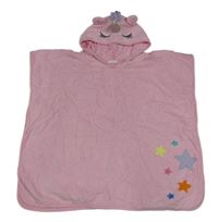 Světlerůžové froté osuškové pončo s kapucí - jednorožec Next