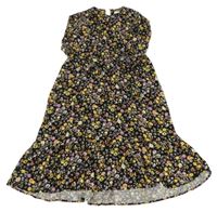 Černo-květované dlouhé šaty Next