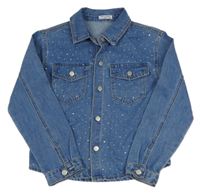 Modrá riflová bunda s kamínky 