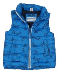 Modrá šusťáková zateplená vesta s náklaďáky Dopodopo