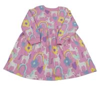 Světlerůžové teplákové šaty s jednorožcem