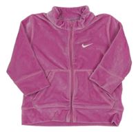 Tmavorůžová plyšová propínací mikina s logem Nike