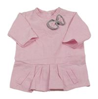 Růžové melírované šaty s mašlí na panenku 