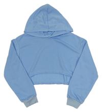 Světlemodrá crop mikina s kapucí