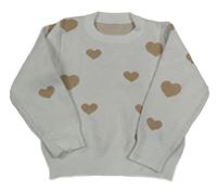 Smetanový svetr se srdíčky Shein
