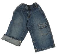 Tmavomodré riflové rolovací kraťasy s kapsou 