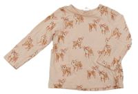Světlerůžové triko se srnami H&M