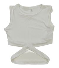 Bílý žebrovaný crop top Shein