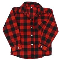 Červeno-černá kostkovaná flanelová košile 