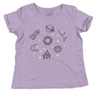 Levandulové tričko s vesmírem Primark