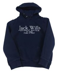 Tmavomodrá mikina s nápisem a kapucí Jack Wills