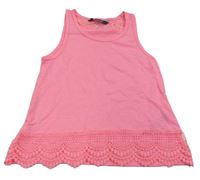 Neonově růžový top s madeirou Primark