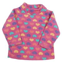 Růžová fleecová mikina se srdíčky Mothercare